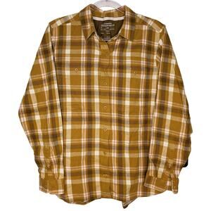 REI Flannel Shirt Plaid Button Up Outdoor Fall Hiking Mens Large Yellow Gorpcore